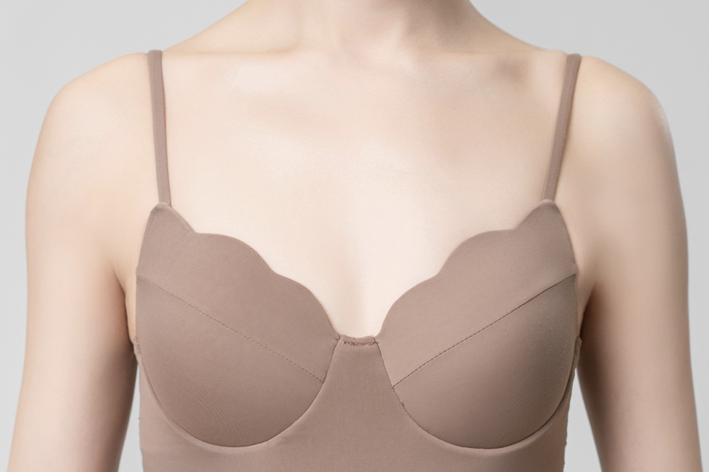Petal lace patchwork suspender Bodysuit(cocoa）