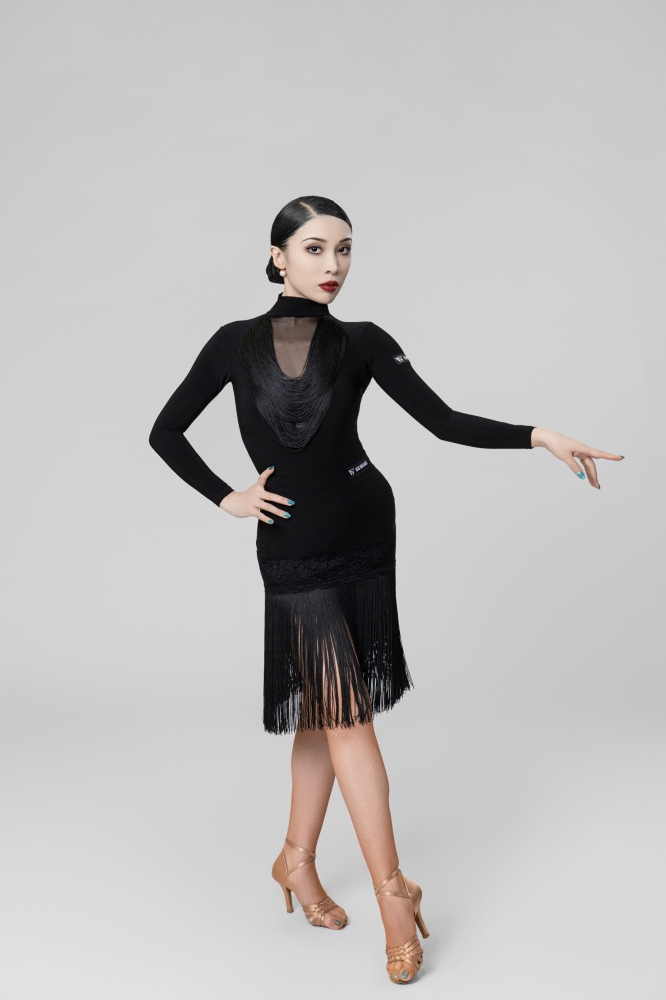 lace-trimmed fringed skirt（Black）