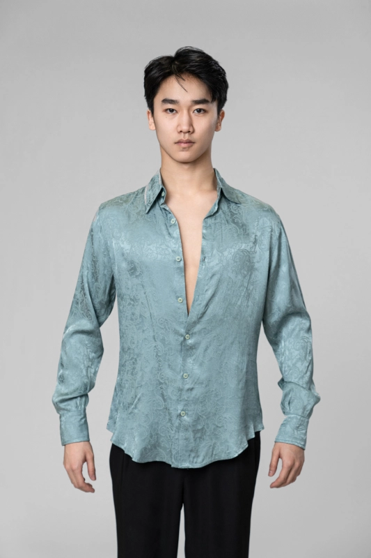 Dark Embroidery pattern Shirt(Green)