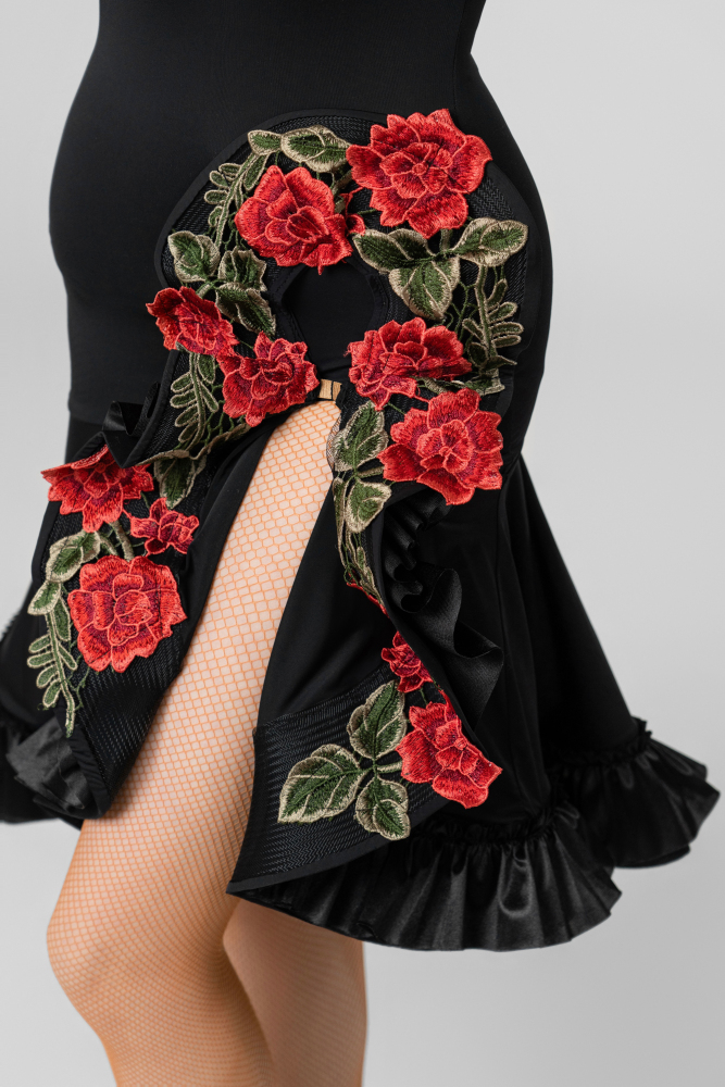 Rose suspender Lace skirt suit （Black）