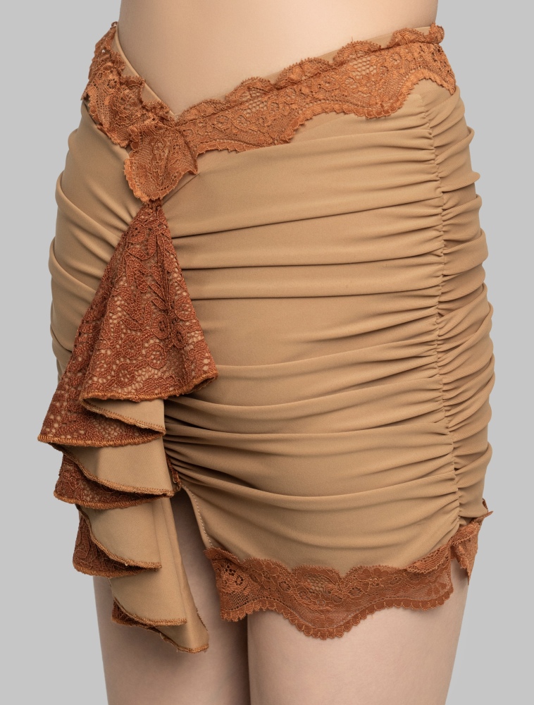 Lace halterneck skirt suit(Toffee / With Hair Accessories)