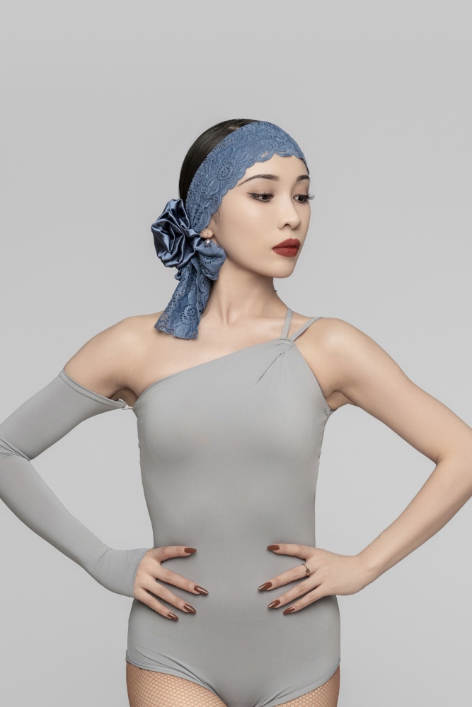Women's off-shoulder detachable Bodysuit（Gray Blue）