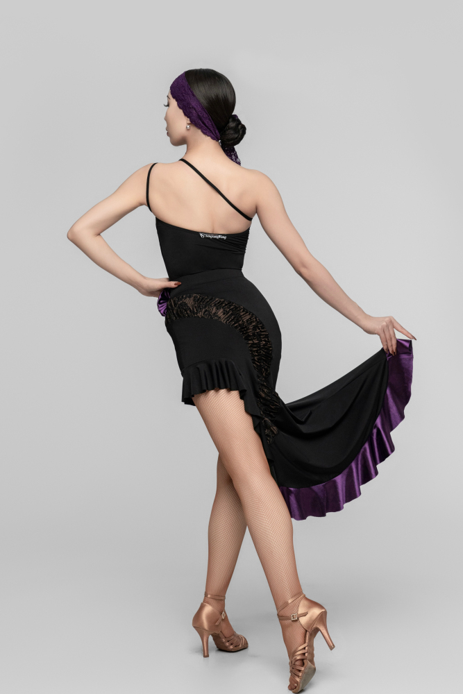 Women's Irregular Mermaid Tail Skirt （Black Purple）