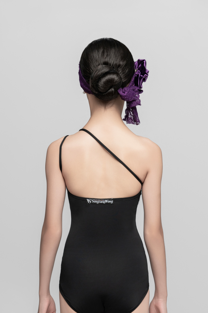 Girl's Satin Flower Hair Clip Lace Headband（Black Purple）