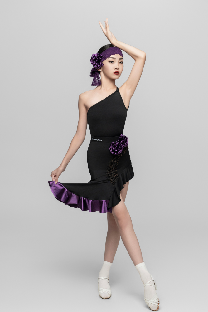 Girl's Irregular Mermaid Tail Skirt （Black Purple）
