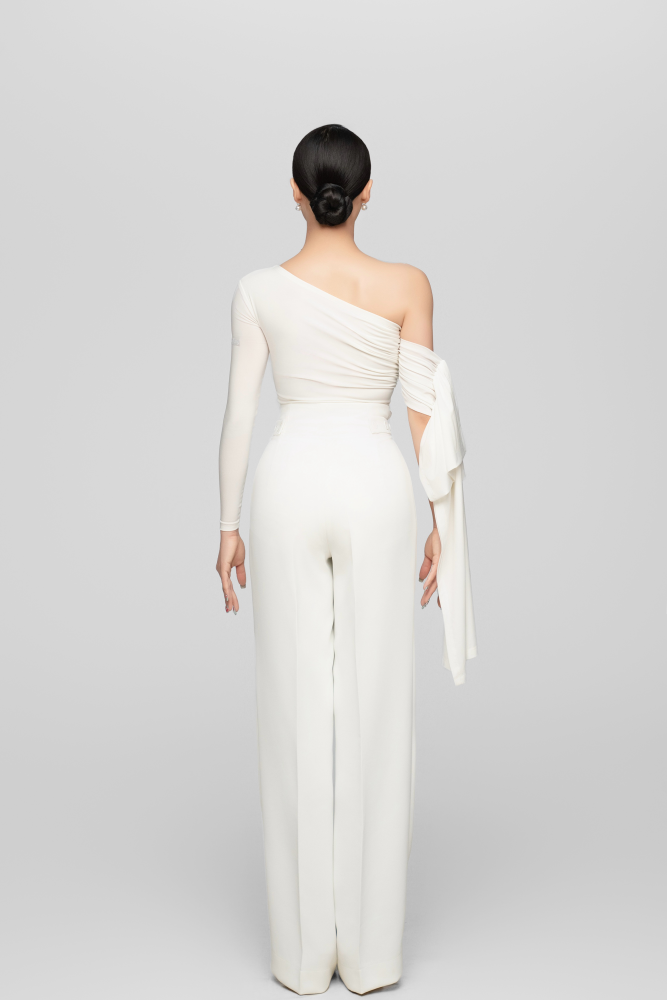 Adjustable Waist Ballroom Trousers For Women (white)