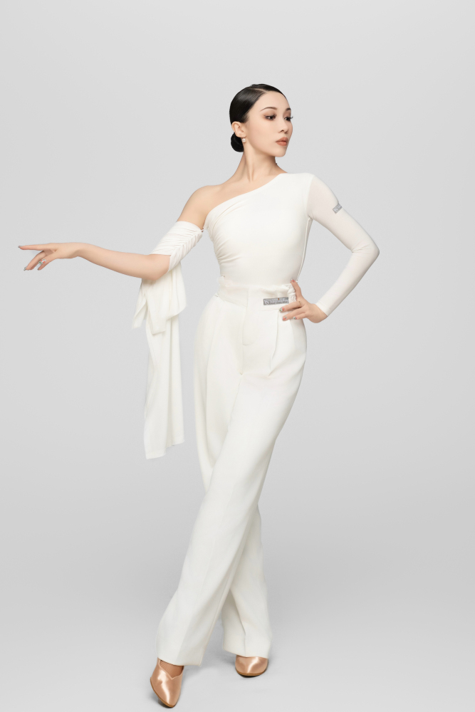 Adjustable Waist Ballroom Trousers For Women (white)