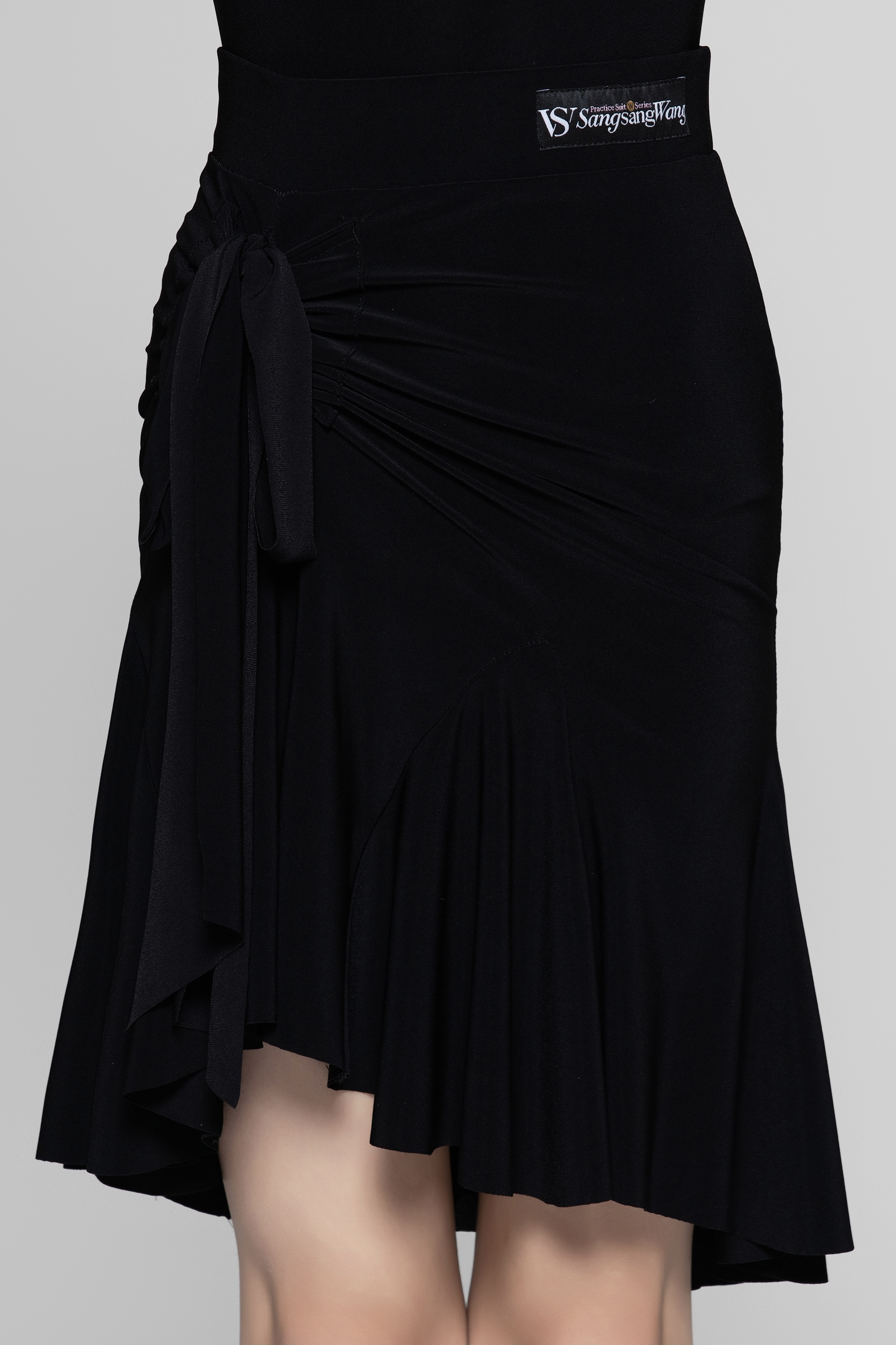 Drawstring Flowing Latin Skirt For Girls (Black)
