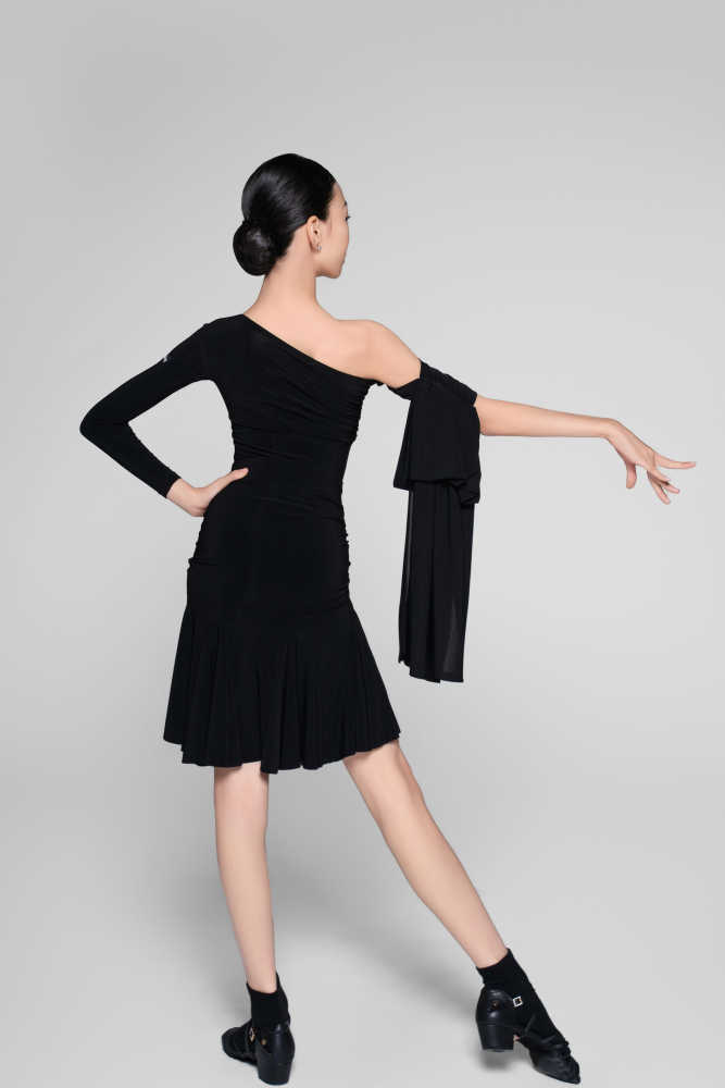 Drawstring Flowing Latin Skirt For Girls (Black)