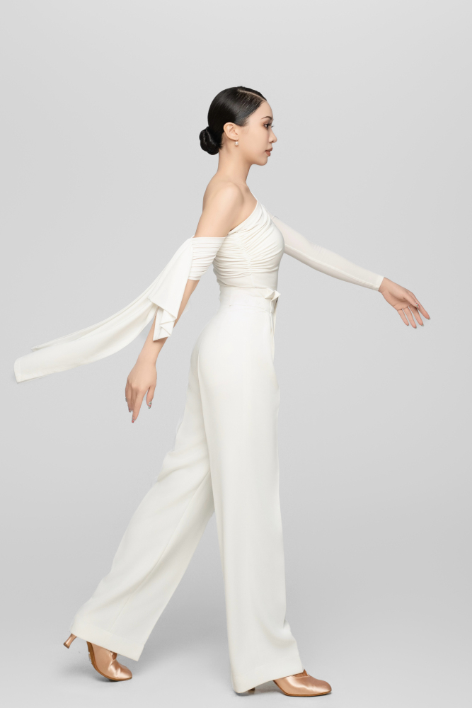 Adjustable Waist Ballroom Trousers For Women (white)