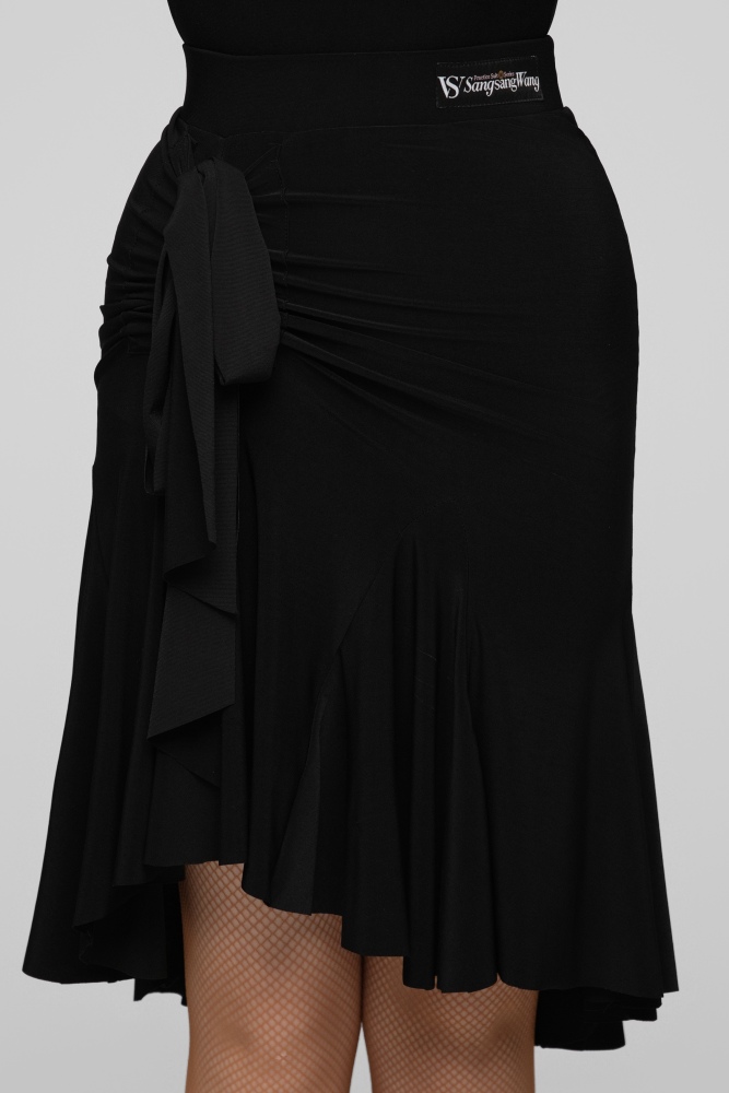 Drawstring Flowing Latin Skirt For Women (White)