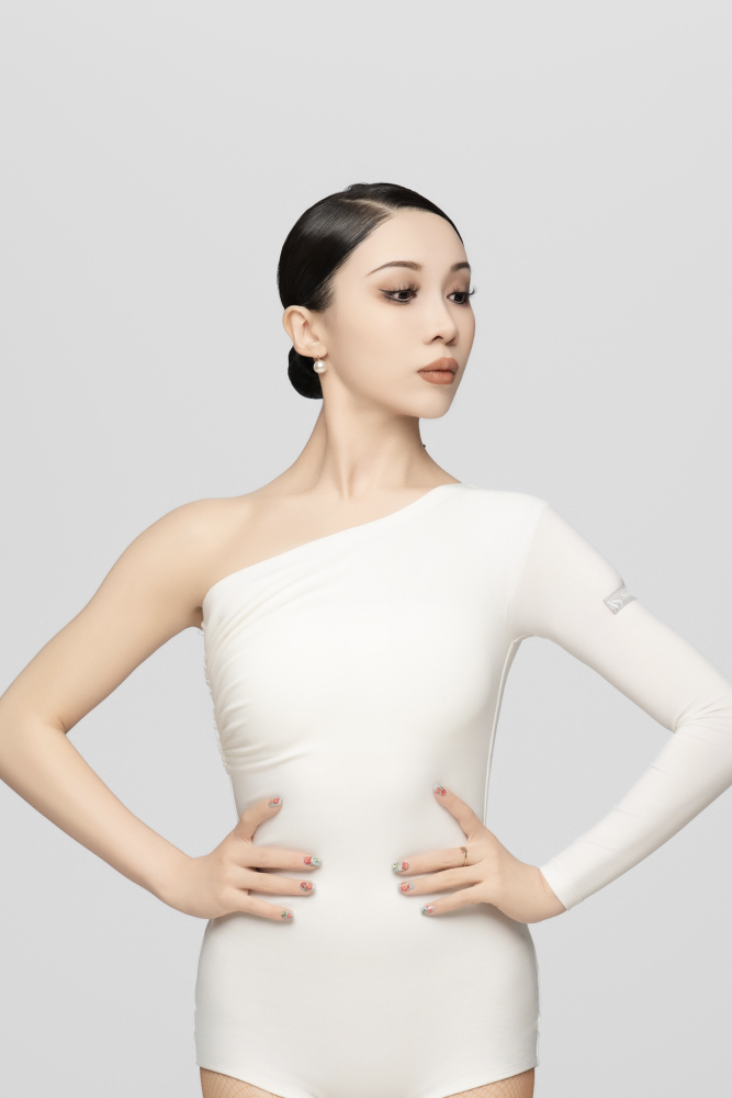 Asymmetrical Shoulder Removable Sash Bodysuit For Women (White)