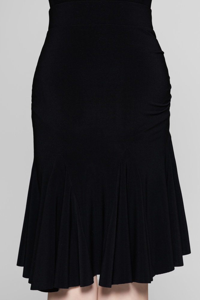 Drawstring Flowing Latin Skirt For Girls (Black)