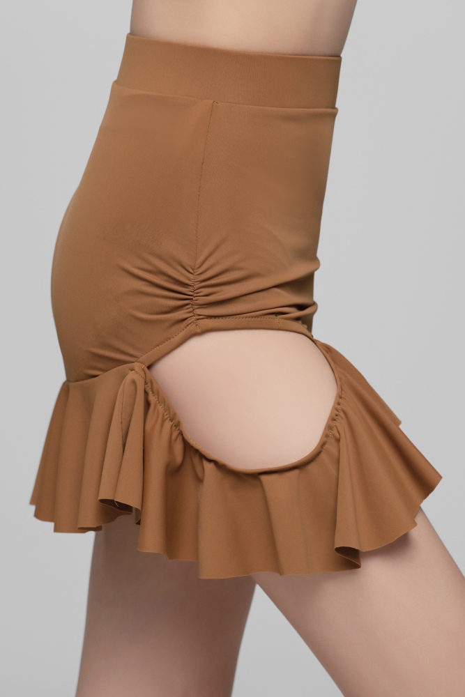Hollow Ruffled Latin Skirt For Girls (White)