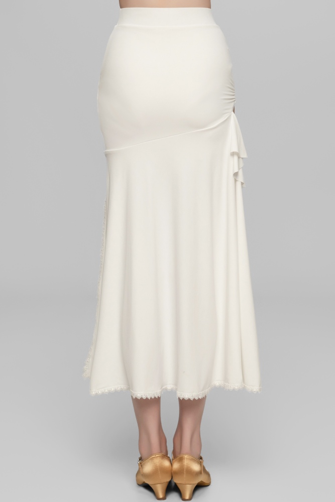 Hollow Ruffled Ballroom Skirt For Girls (White)