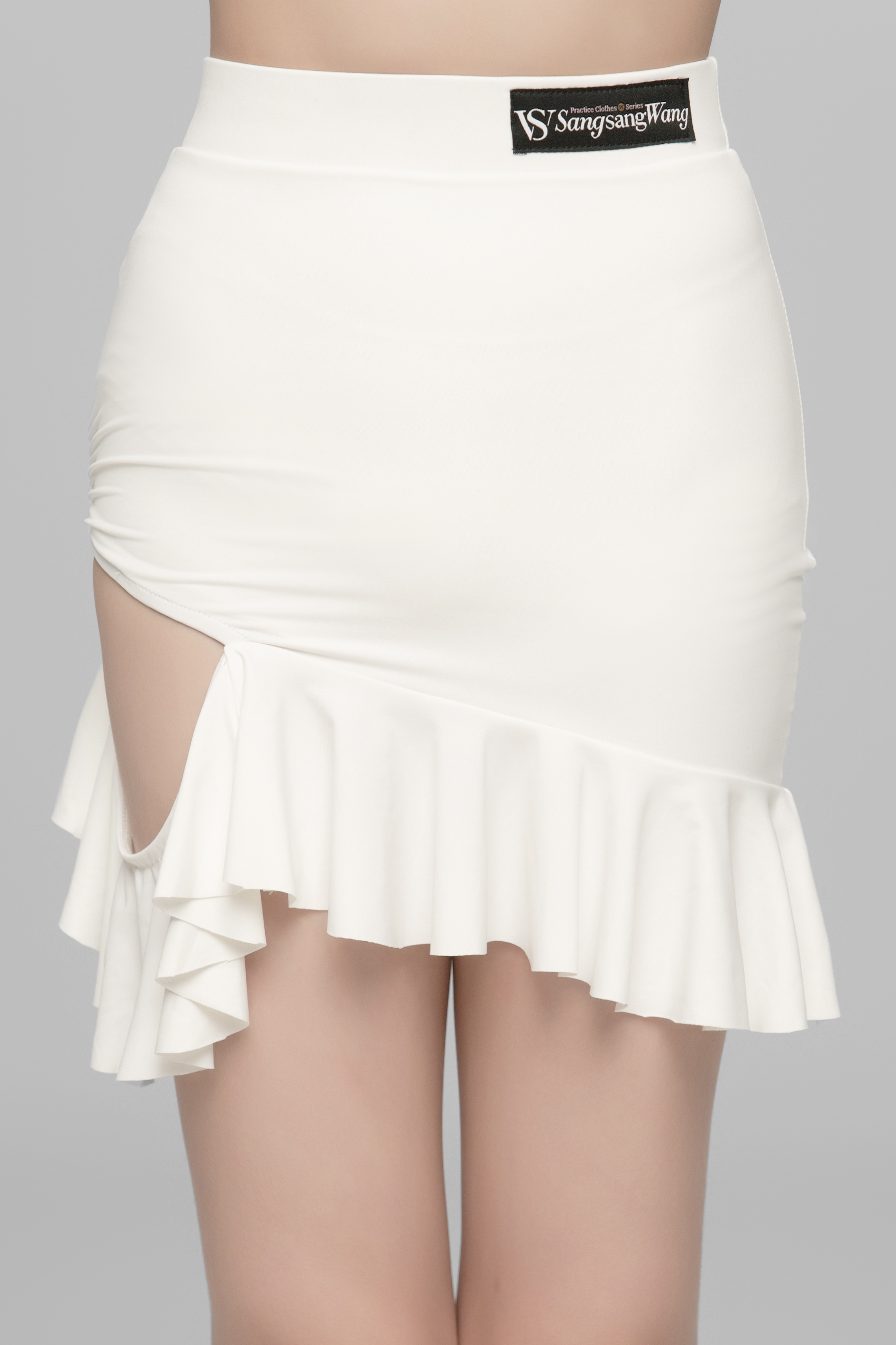 Hollow Ruffled Latin Skirt For Girls (White)