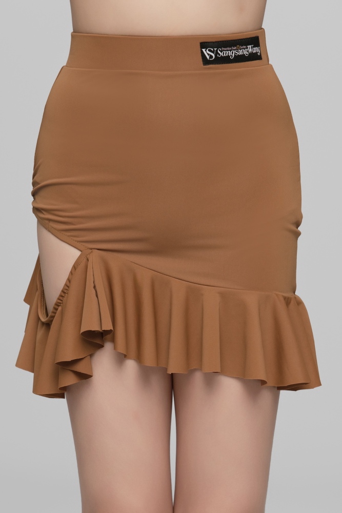 Hollow Ruffled Latin Skirt For Girls (White)