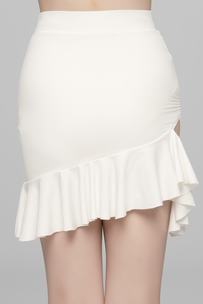Hollow Ruffled Latin Skirt For Girls (White)