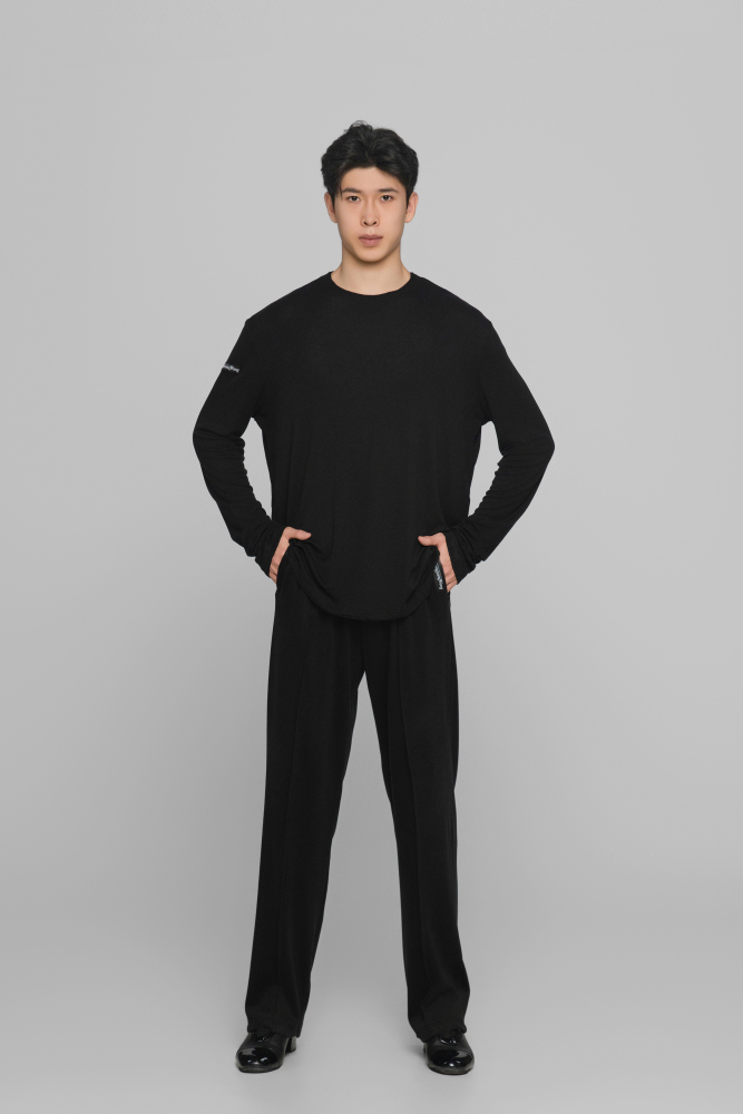 Frayed Hem Round Neck Top For Men (Milk Tea)