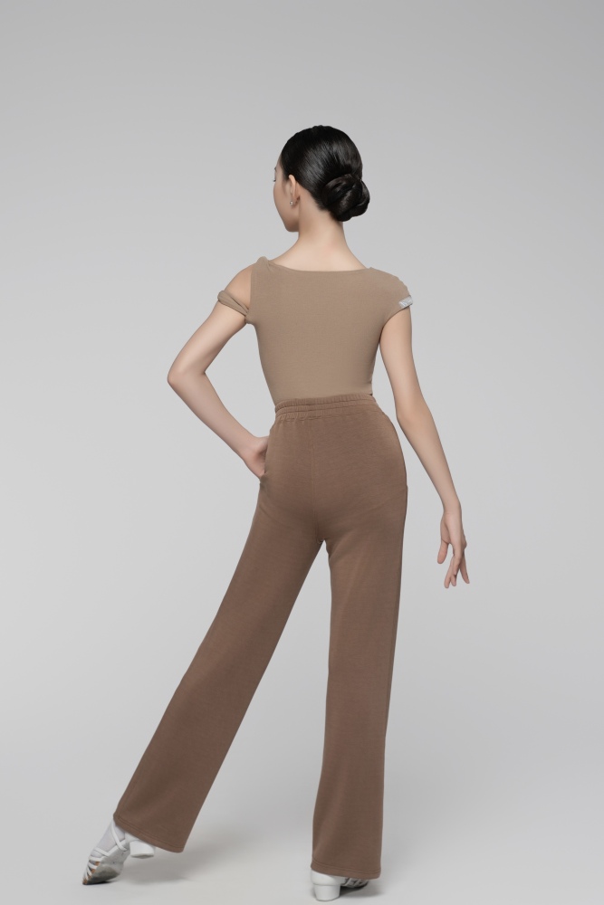 Ultra-Fine Ribbed Asymmetrical Shoulder Twisted Cord Bodysuit For Girls (Nude)