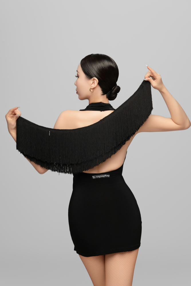 Halter Neck Dress with Removable Fringe (Caramel)