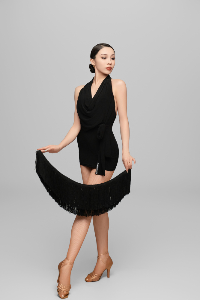 Halter Neck Dress with Removable Fringe (Caramel)