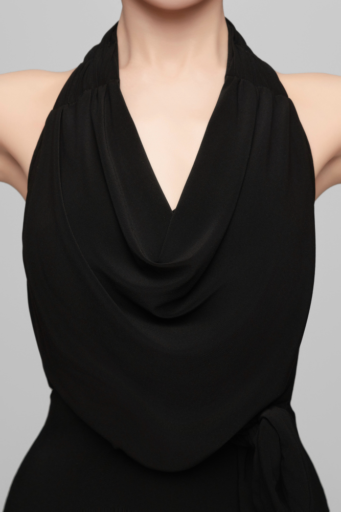 Halter Neck Dress with Removable Fringe (Caramel)