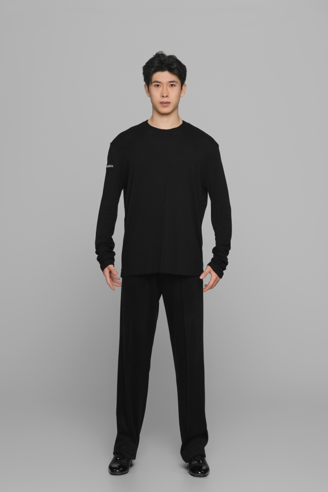 Frayed Hem Round Neck Top For Men (Milk Tea)