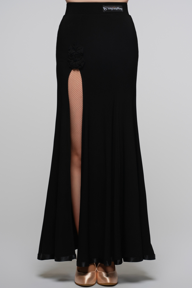 Floral Slit Ballroom Skirt Dress (Red/ With Arm Cuffs)