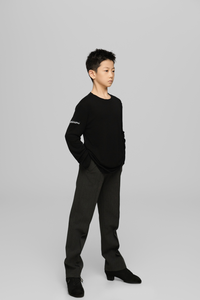 Frayed Hem Round Neck Top For Boys (Milk Tea)