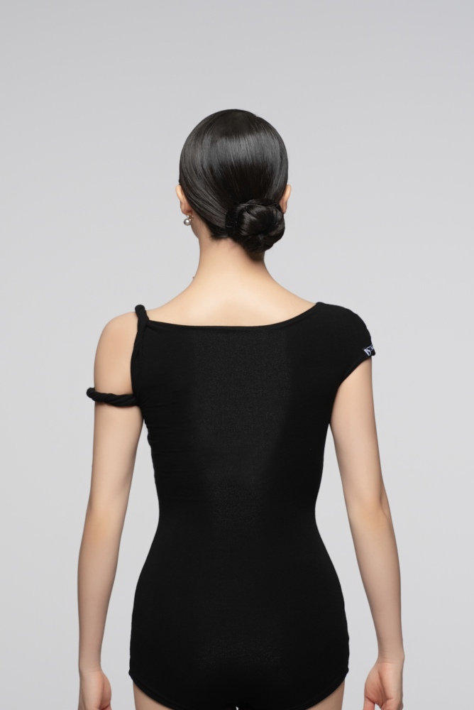 Ultra-Fine Ribbed Asymmetrical Shoulder Twisted Cord Bodysuit For Women (Nude)