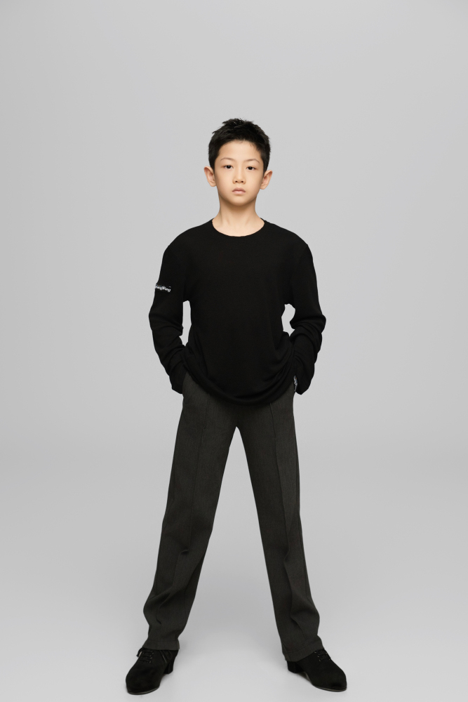Frayed Hem Round Neck Top For Boys (Milk Tea)
