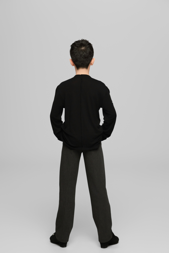 Frayed Hem Round Neck Top For Boys (Milk Tea)