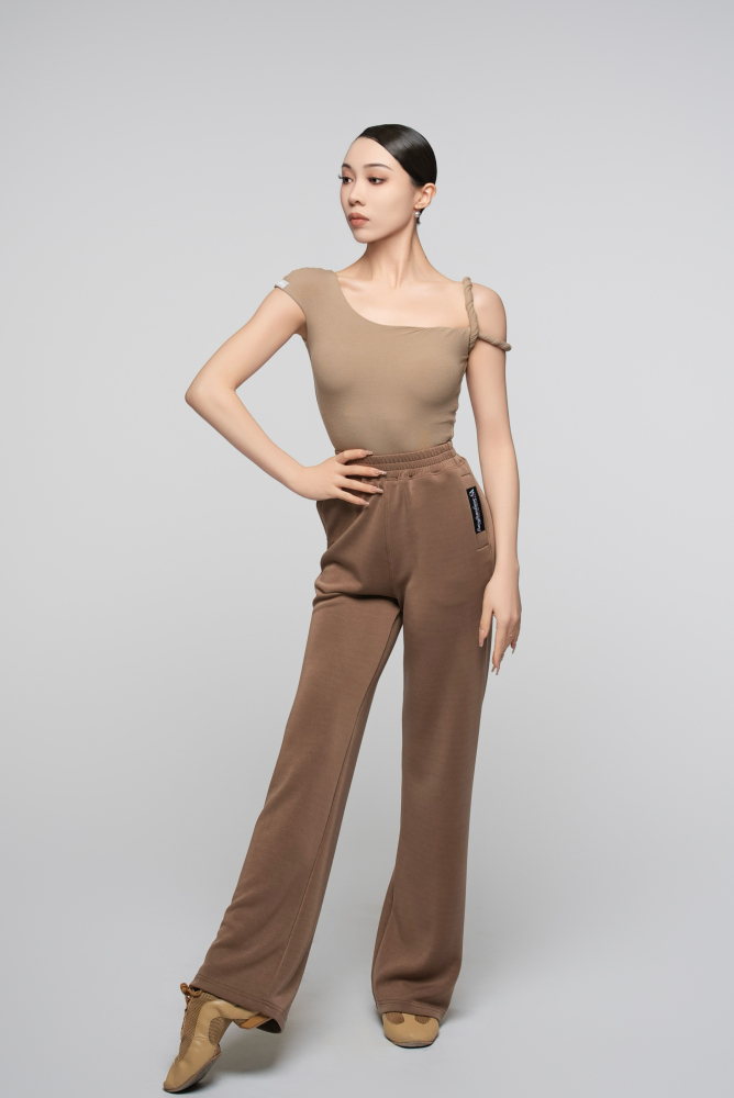 Ultra-Fine Ribbed Asymmetrical Shoulder Twisted Cord Bodysuit For Women (Nude)