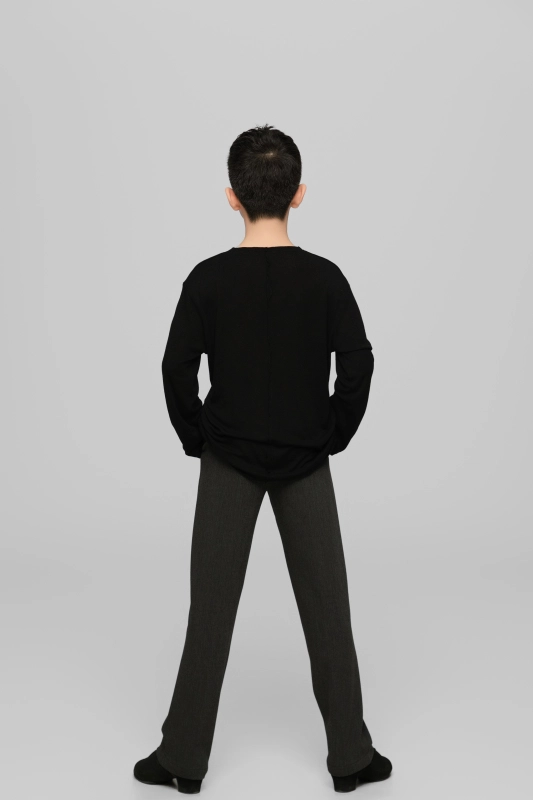 Frayed Hem V-Neck Top For Boys (Milk Tea)