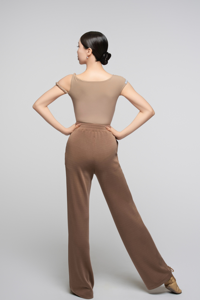 Ultra-Fine Ribbed Asymmetrical Shoulder Twisted Cord Bodysuit For Women (Nude)