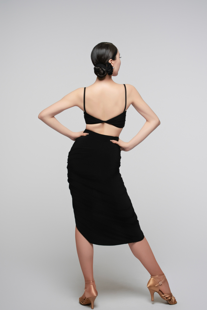Red Wrapped Pleated Asymmetrical Skirt (Red)