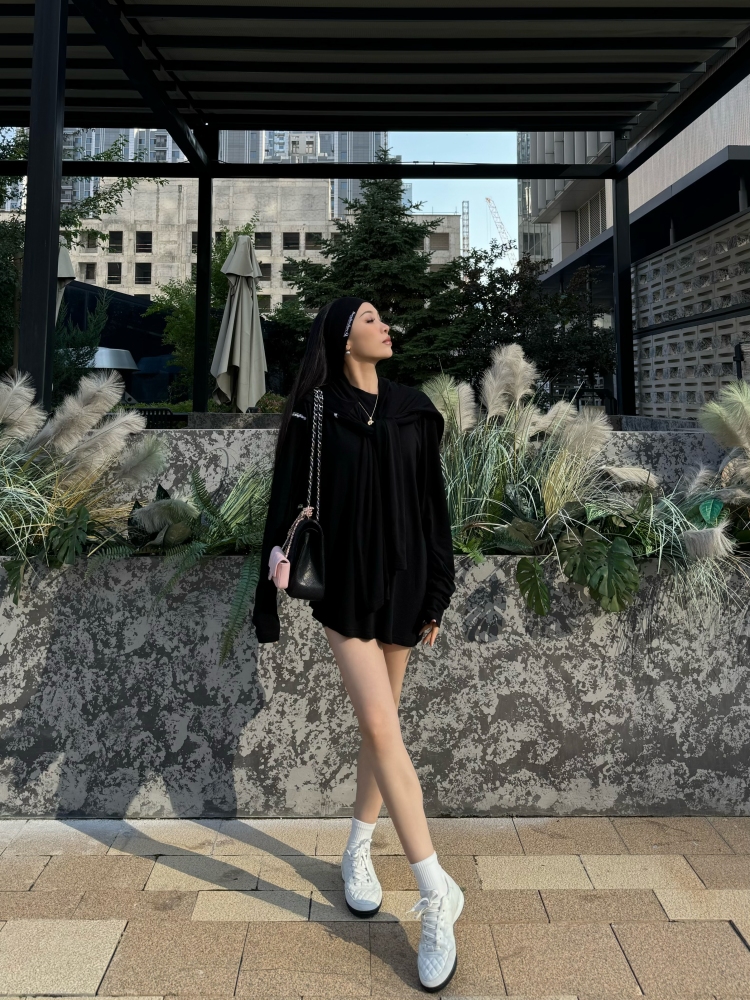 Frayed Hem Round Neck Top For Women (Milk Tea)