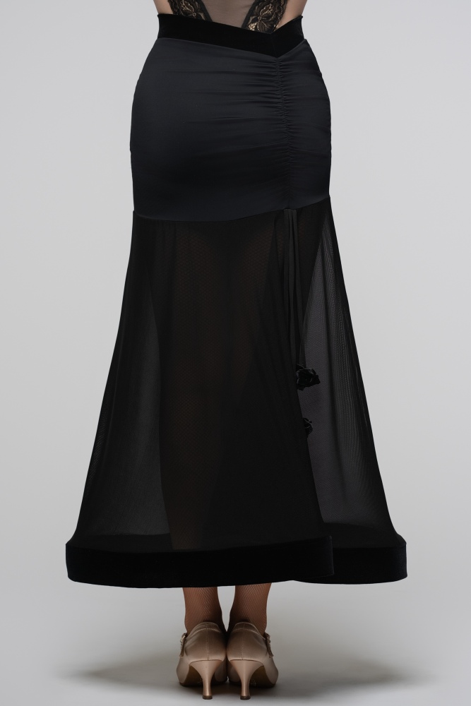 V-Back Ballroom Skirt With Rose Pendant (Rose/ With Arm Cuffs)#240710