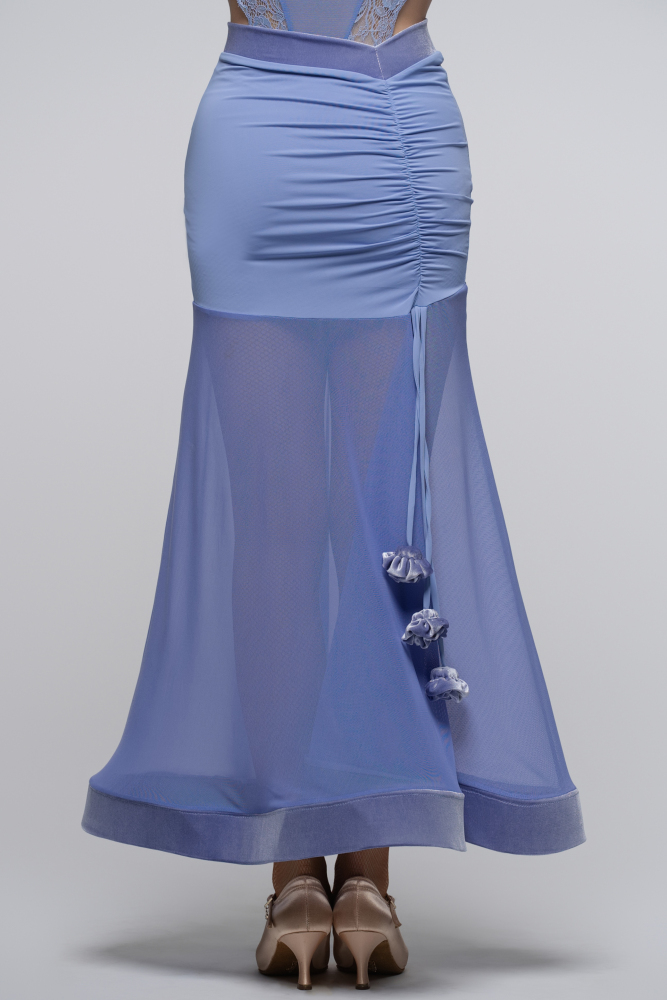 V-Back Ballroom Skirt With Rose Pendant For Women (Rose)