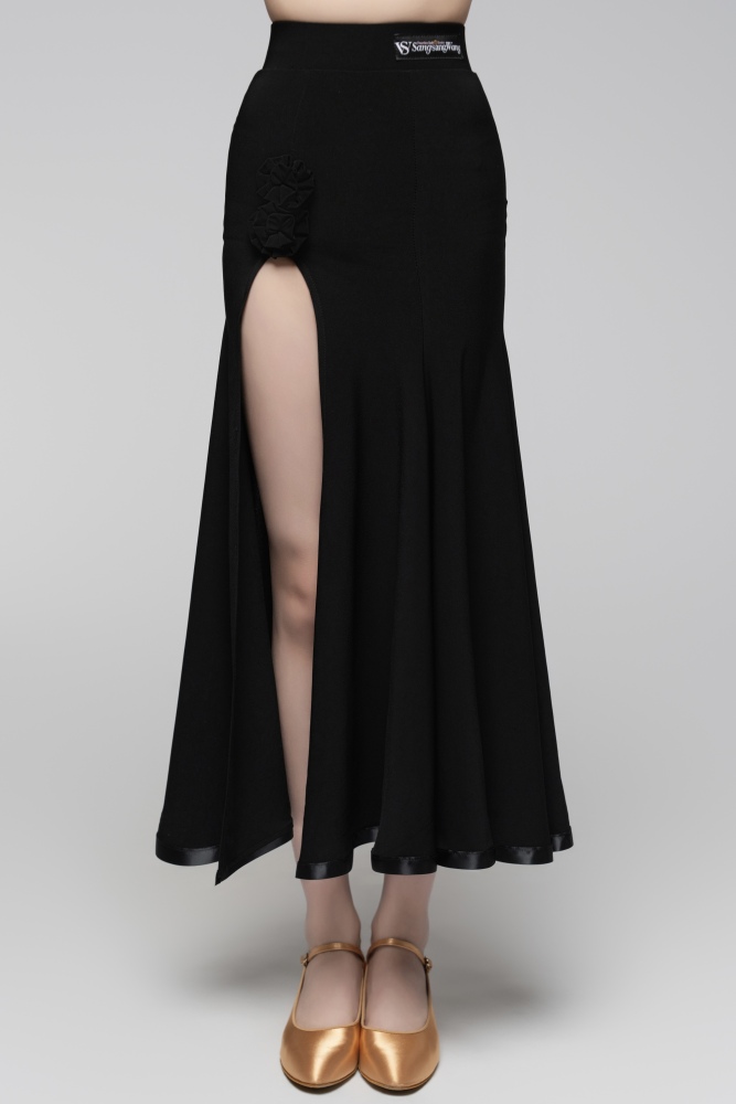 Floral Slit Ballroom Skirt Dress (Red/ With Arm Cuffs)