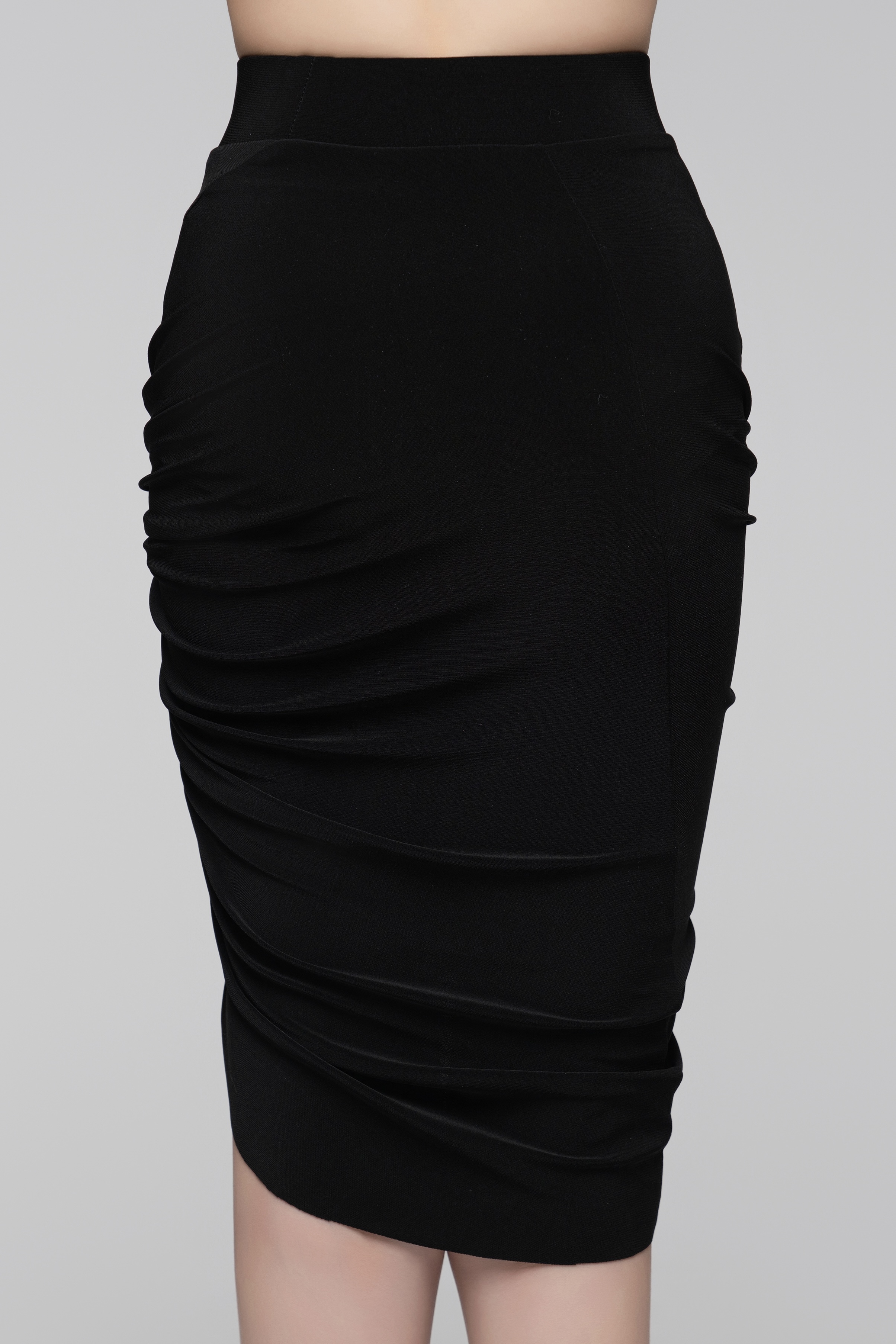 Red Wrapped Pleated Asymmetrical Skirt (Red)