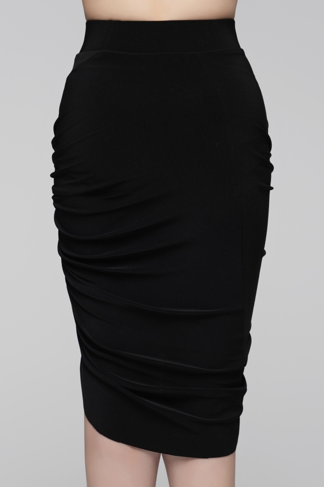 Red Wrapped Pleated Asymmetrical Skirt (Red)