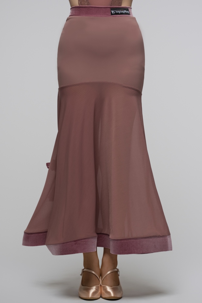 V-Back Ballroom Skirt With Rose Pendant For Women (Rose)