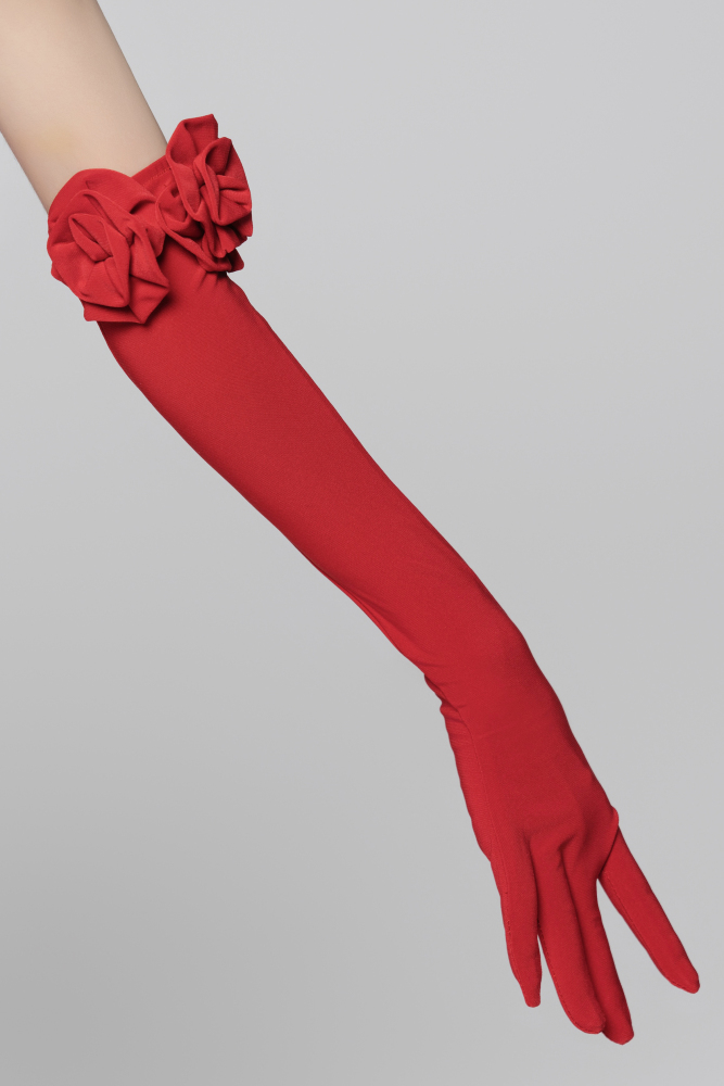 Floral Gloves For Girls (Red)
