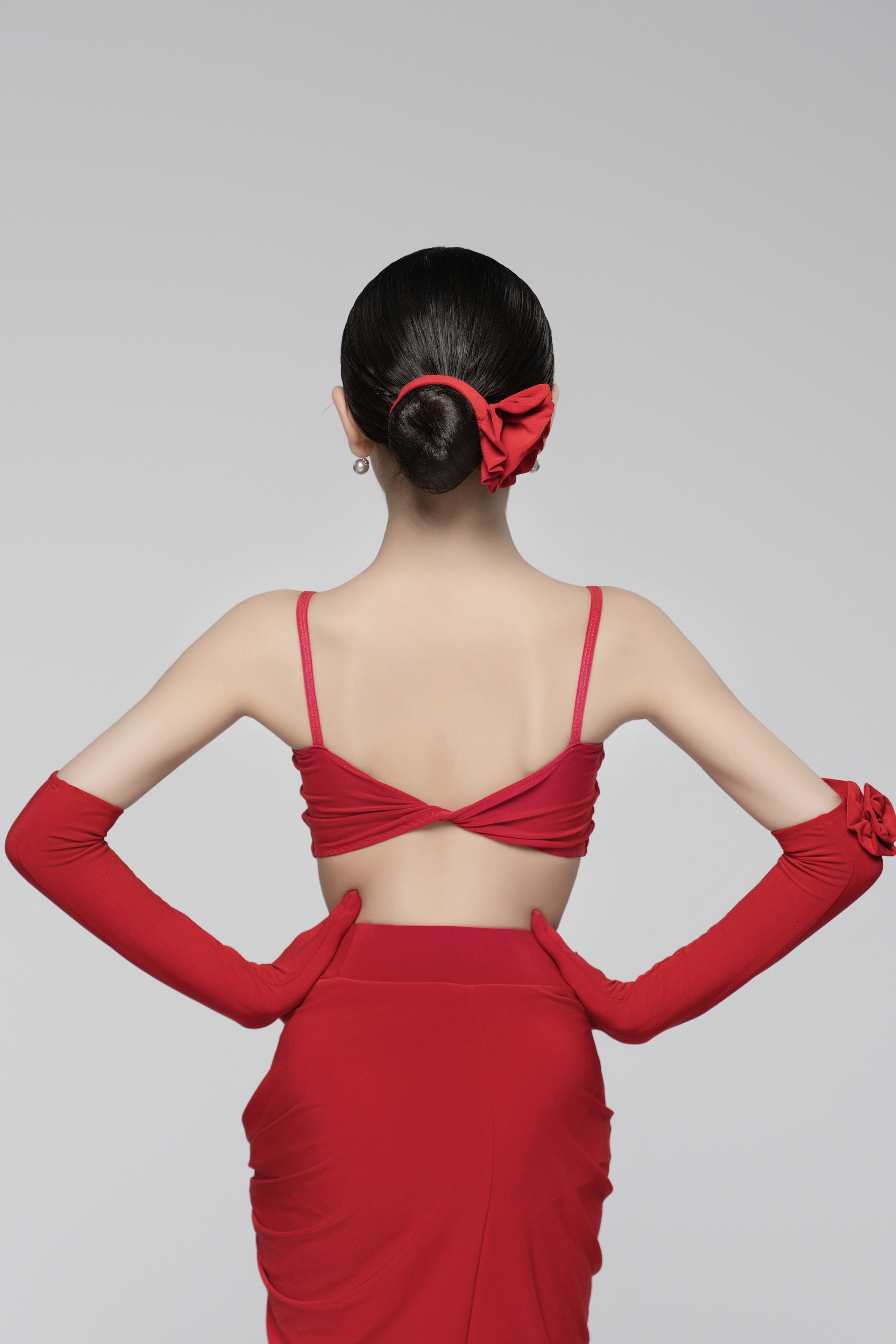 Floral Gloves For Girls (Red)