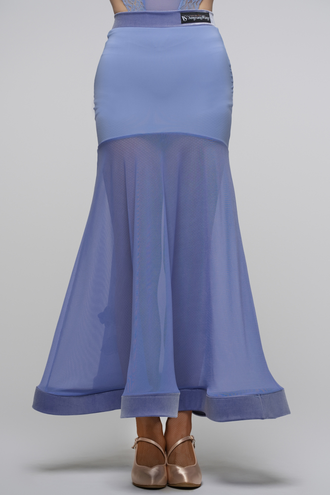 V-Back Ballroom Skirt With Rose Pendant For Women (Rose)