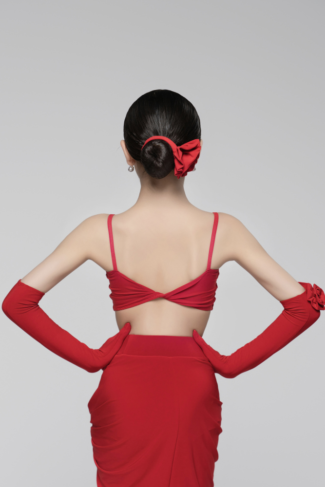 Floral Gloves For Girls (Red)