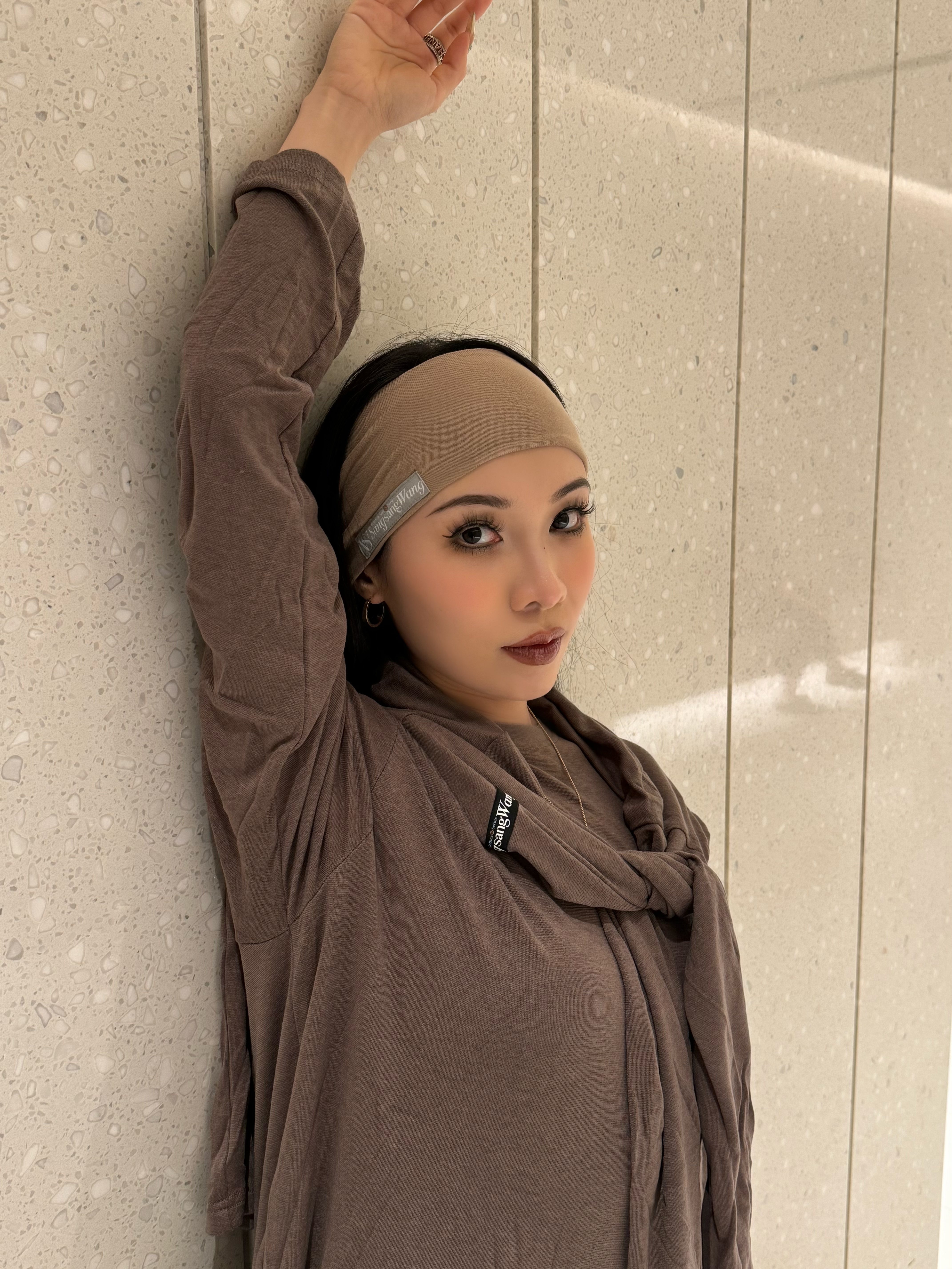 Frayed Hem Round Neck Top For Women (Milk Tea)