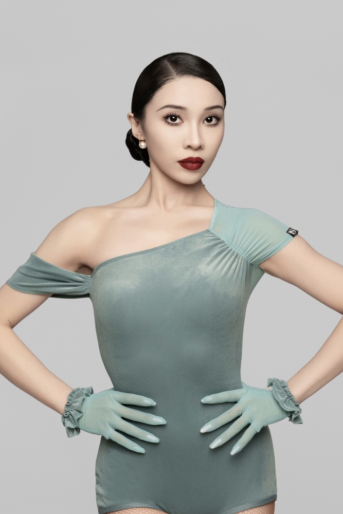 女士丝绒花边手套（绿色）